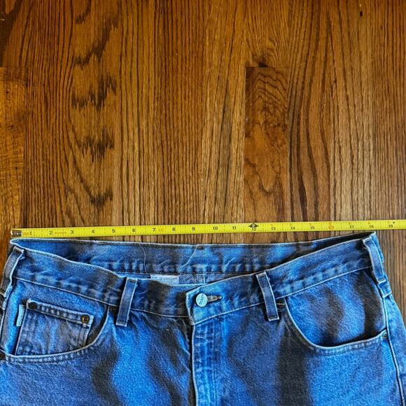 Vintage Carhartt B160 Work Jeans 36X29 Blue Denim Straight Workwear Distressed - Picture 3 of 12